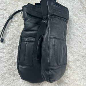 Burton Black Leather Snow mittens Gloves with Rugged Design